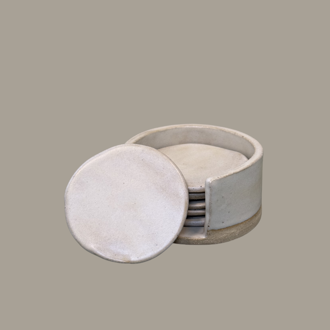 Onderzetters in houder Frosted Pebble