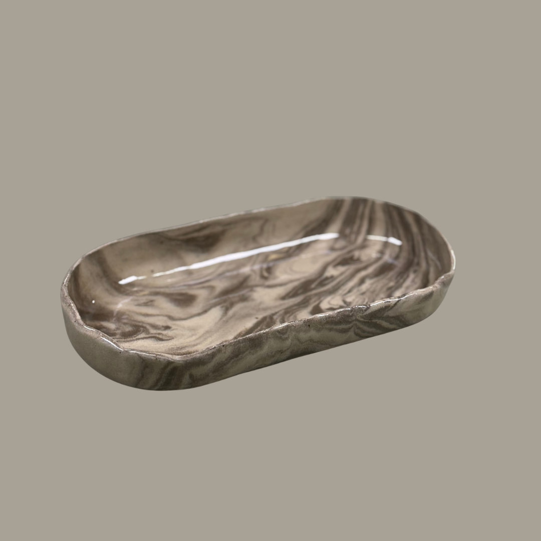 Schaal ovaal Gemarmerd