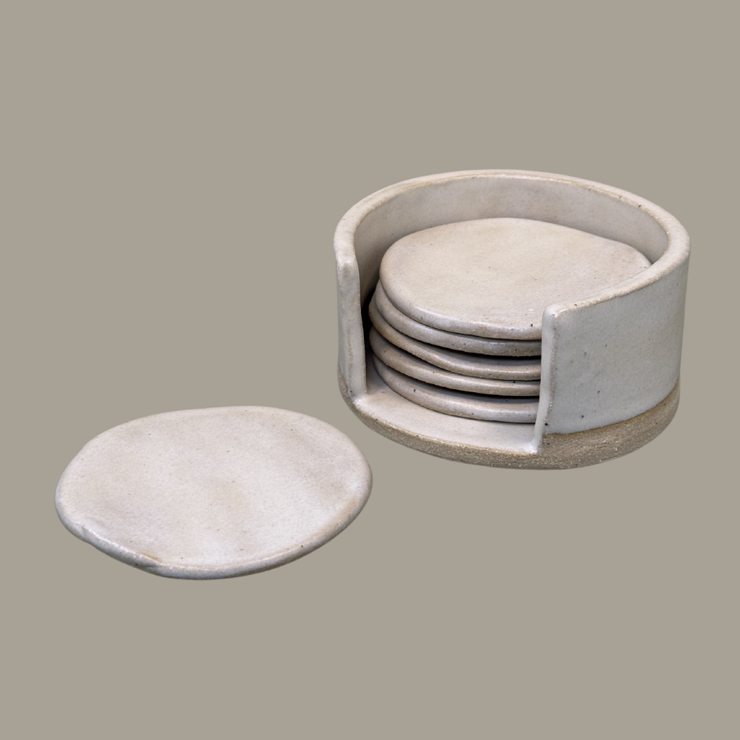 Onderzetters in houder Frosted Pebble